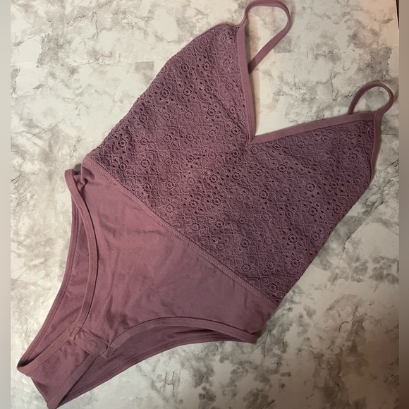 Aeropostale Tops - Aeropostale Mauve Bodysuit Open Back